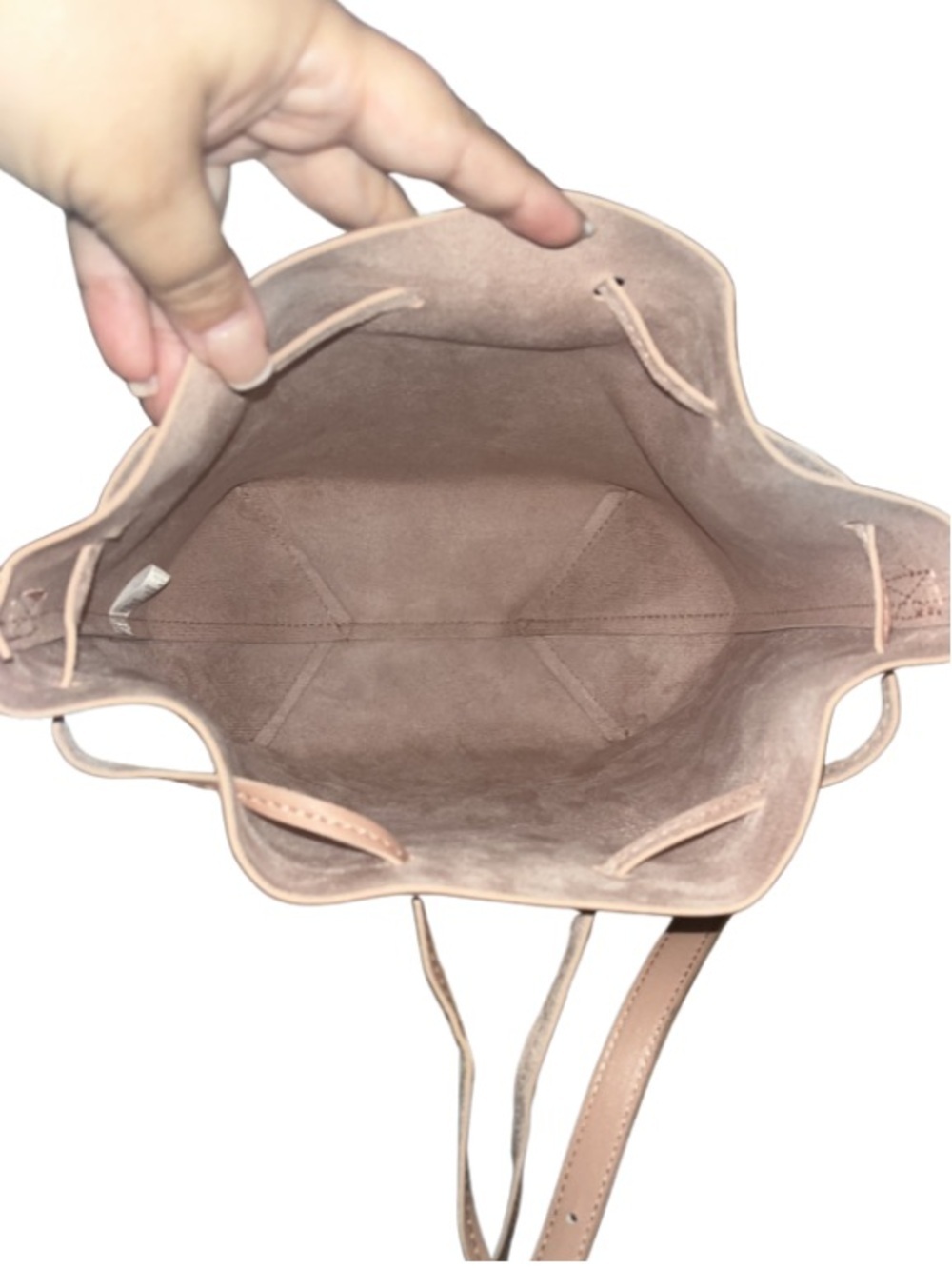 NWT KAYLA + AVA Vegan Leather Bow Tie Bucket Bag Dusty Rose - Picture 3 of 9